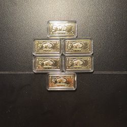 6 Bullion Gold Bars (5 Gram) .999 Fine Gold