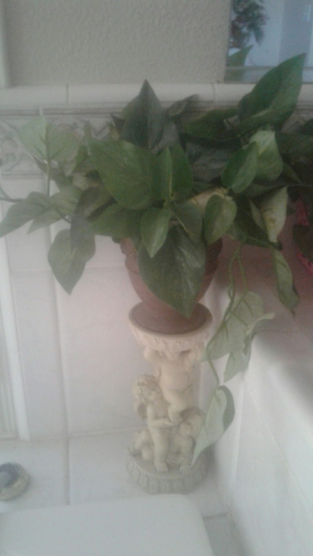 fake flower pot and baby Angel holder