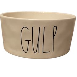 Rae Dunn GULP Ceramic Pet Bowl Cat Dog Dish Magenta Artisan Collection Large