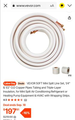 VEVOR 50FT Mini Split Copper Line Set