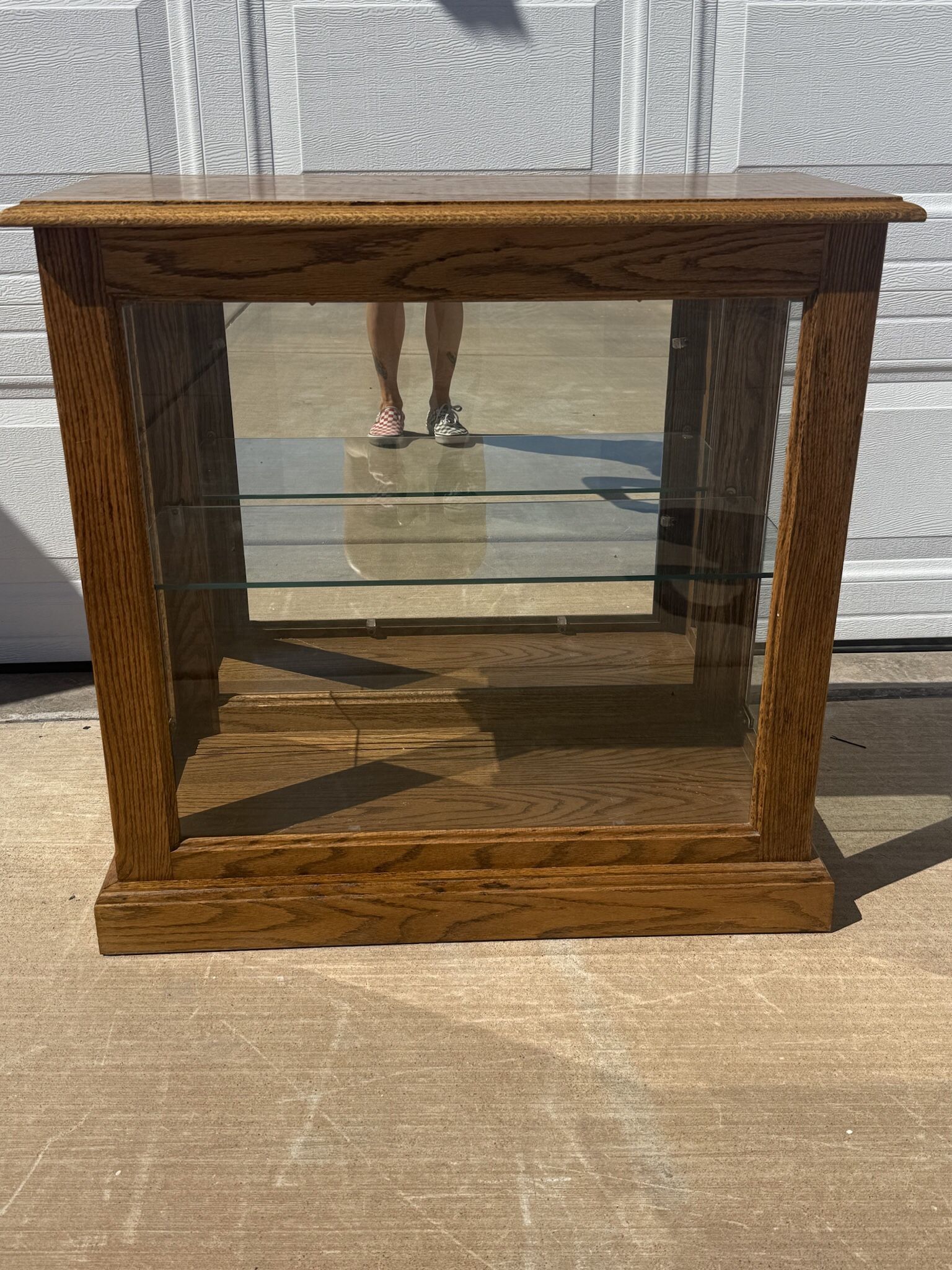 Small Wood and Glass Lighted Curio Cabinet