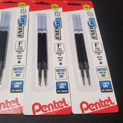 SEALED 3-Pack~Pentel Refill Ink~EnerGel Liquid Gel Pen~LRN5 (0.5mm), Fine Line, Needle Tip, Blue~#4