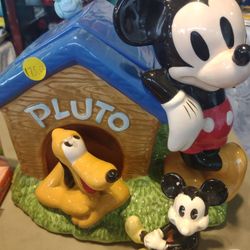 Disney Pluto And Mickey Cookie Jar Collectable 