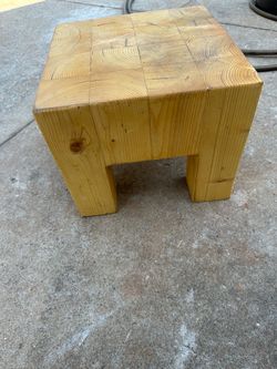 Solid Wood Block Stool Side Table