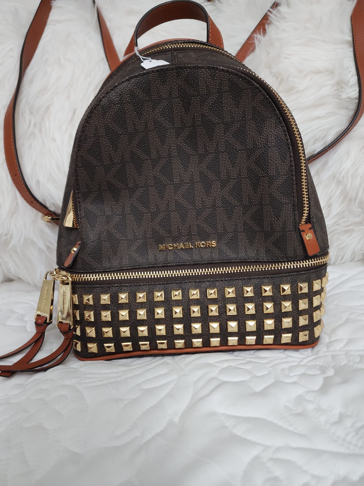 Michael Kors Brown Studded Backpack Medium - avconcontrols.com