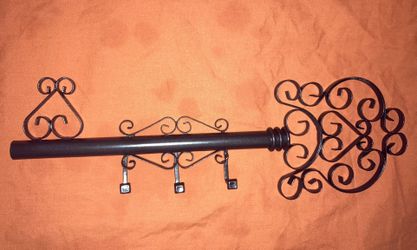 Vintage Mid-Century black metal key rack, Antique Key Shaped