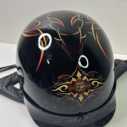 Harley-Davidson Motorcycle Helmet Black Flame Graphics XS DOT Open Face