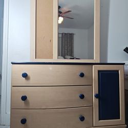 Kids Dresser With Mirror/ Cork Board 