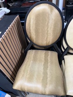 Stylish, Black Metal Framed Stacking Chairs w/ Golden Padded Seat - numerous available