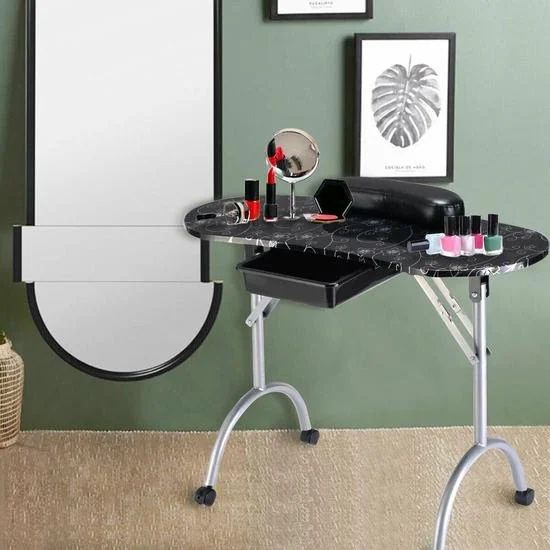 Manicure Nail Table Portable Station Desk Spa Beauty Salon Equipment 2 Color-Black
