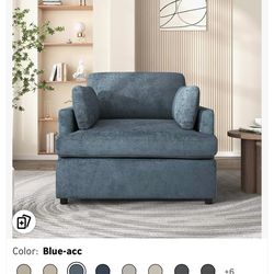 XD Designs Modern 37" Wide Blue Velvet Accent Chair