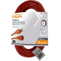 HDX
100 ft. 16/3 Light Duty Indoor/Outdoor Extension Cord, Orange
