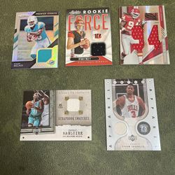 (3) Basketball Jersey Cards & (2) Football Jersey Cards