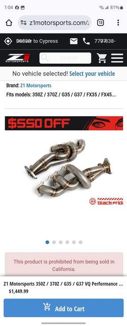 Z1 Headers 350z G35 DE