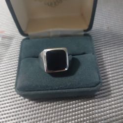 Sterling Silver Black Onyx Men's Ring Sz 10