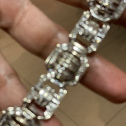 14k 56gram 6ct Natural Diamond 💎 White Gold Bracelet 