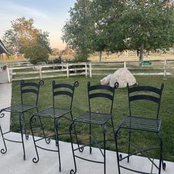 Heavy Wrought Iron Barstools  Set Of 4