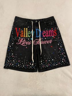 Valley Dreams Lives Forever Rhinestone Denim Shorts
