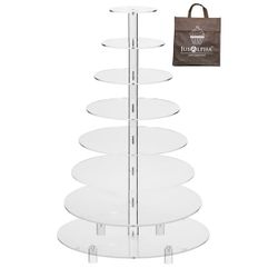 8 Tier Wedding Party Acrylic Round Cake Stand/Cupcake Stand Tower/Dessert Stand/Pastry Serving Platter/Food Display Stand for Big Event (8RF