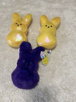 Peeps Plush Bunnies Yellow & Purple Marshmallow Plushies