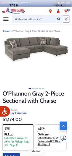 GRAY SECTIONAL COUCH