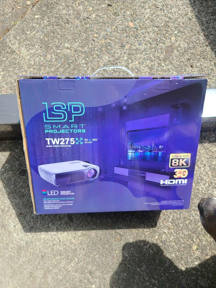Ultra HD 8k Projector W/72" Self Lock Screen