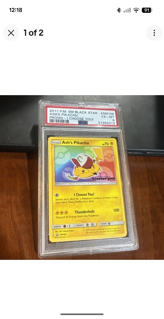 2017 Black Star Promo Ashes Pikachu PSA 6
