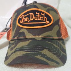 Von Dutch Trucker Hat ( Orange/Camo) New
