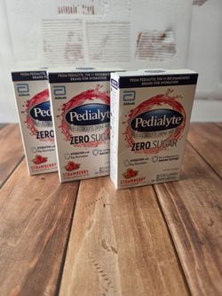 Pedialyte Zero Sugar Strawberry Electrolyte Drink Mix (3 Boxes)