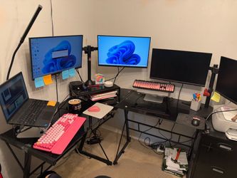L shape glass desk