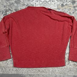 Free People We The Free Dolman Sleeve Shoulder Zip Size S Red Sweater Top  