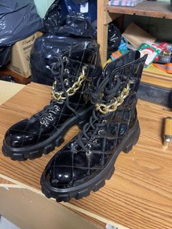 Black leather boots