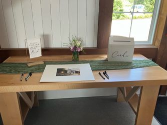 Sage green cheese cloth table runner