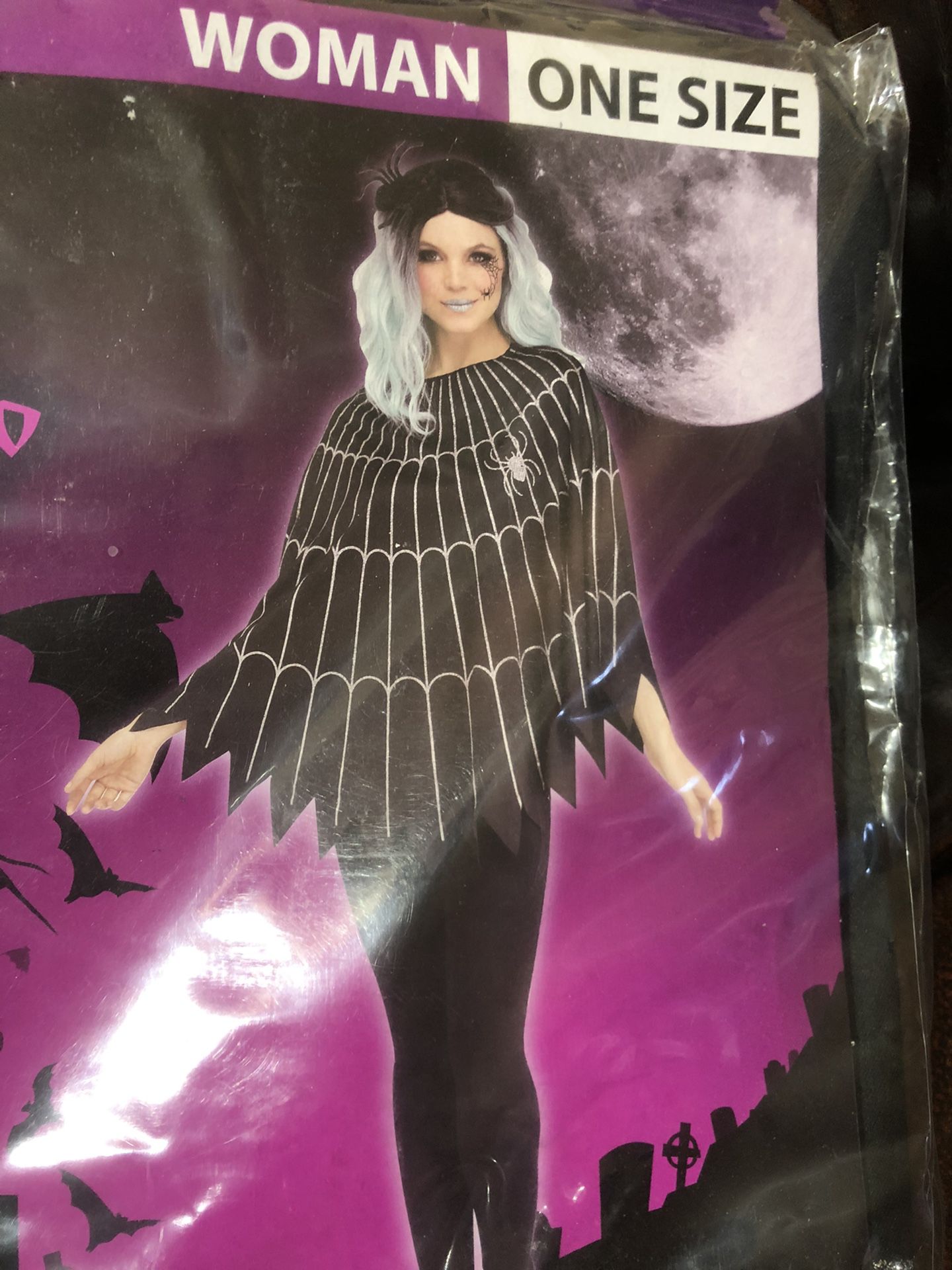 Halloween Costume Women Spiderweb Poncho 