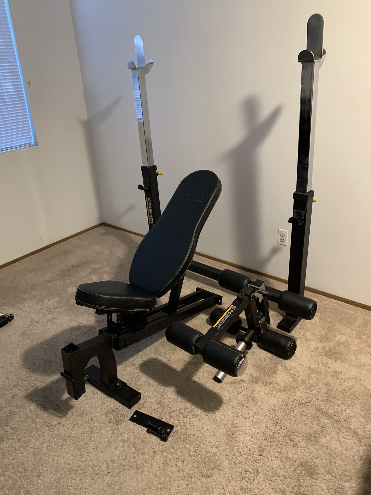 Powertec Adjustable Workbench with Leg Extension/Curl attachment