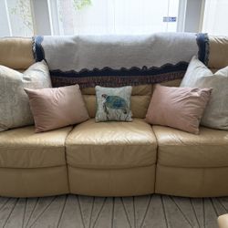 Beige Genuine LEATHER Sofa, Loveseat, Recliner, & Chaise SET $1,100 OBO