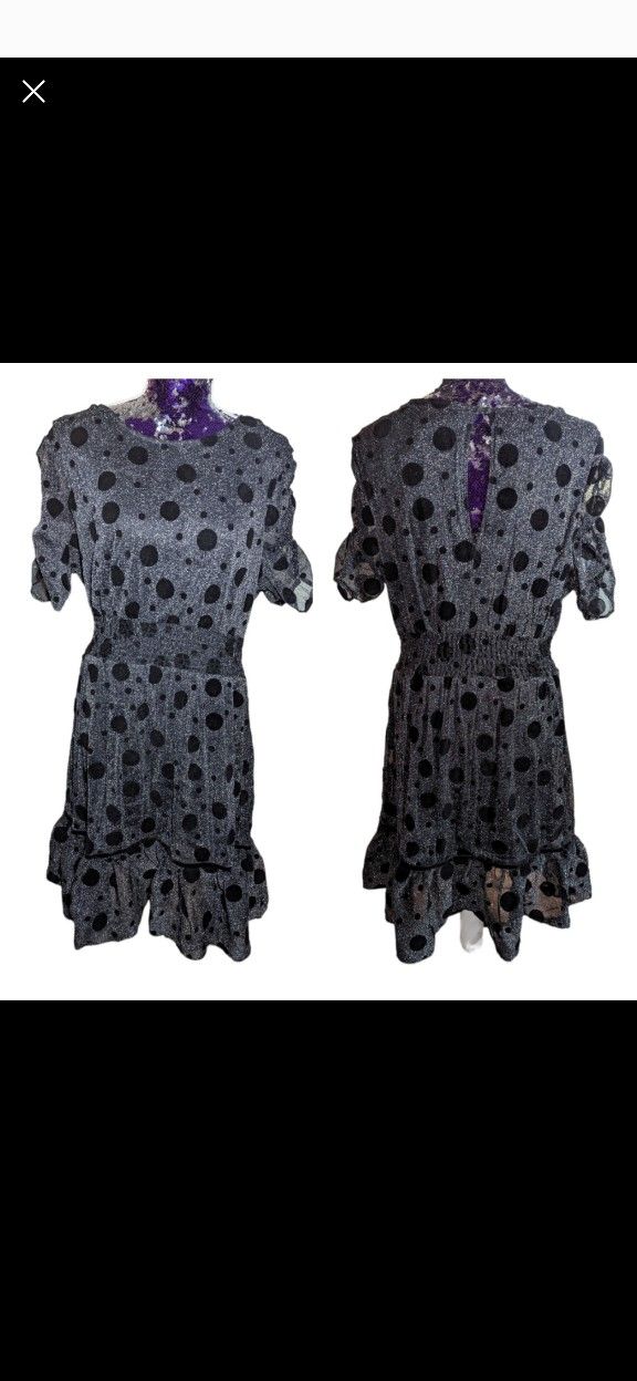 Betsey Johnson Size 16 Black Gunmetal Glitter Dress