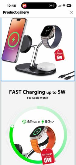 3 in 1 Wireless Charging Station for Apple Devices with MagSafe Charging for iPhone 17/Air/16/15/14/13, AirPods, Apple Watch, Weighted Stable Charging