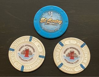 3 $1 Casino Chips Resorts International Atlantic City & El Cortez