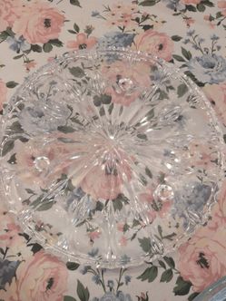 Clear Crystal Cut Glass Serving Plate