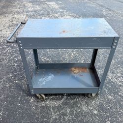 Heavy Duty Steel Rolling Utility Cart with Handle & Swivel Casters 34” x 16”