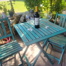 Charming Painted 3 Piece Wooden Bistro Set 