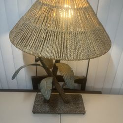 Genuine Palm Beach Banana Leaf Tree Lamps Rope Shades 28” Pinapple Top. Used in good condition with some cosmetic blemishes. These blemishes ar