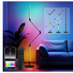 Smart RGB LED Floor Lamp with Music Sync and 16 Million DIY Colors, Dimmable, Timer Setting for Living Rooms, Bedrooms, and Gaming Rooms（Modern）

