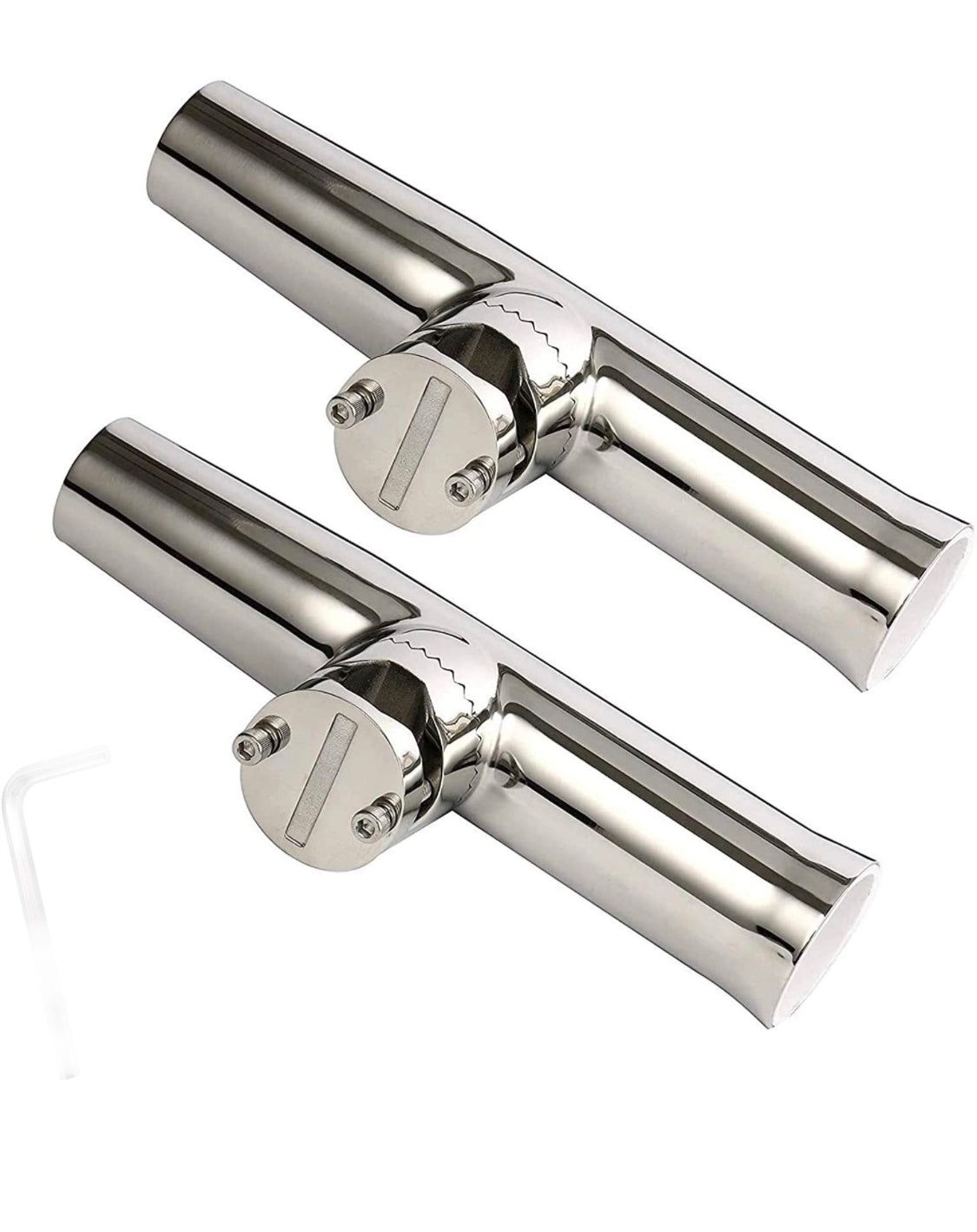 Set of Stainless-Steel Clamp-on Fishing Rod Holders for boat Rail 1-1/4 inches-2 inches Dia. Large