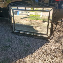 46"x32" rebar frame  mirror, nice  art mirror  heavy I ASK  $150.00