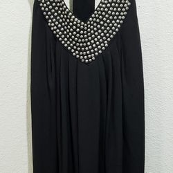 Spense Studded Black Loose Fit Dress with Built In Bra size Woman's 4