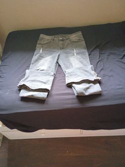 Stacked Grey Jeans With Zipper