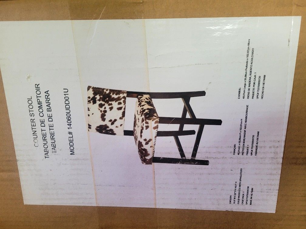 5 Linon Corey 24" Cow Print Counter Stool
