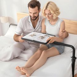 Under Mattress Table Over Bed - Height Adjustable Bedside Desk 2.0, 360 Degree Rotatable Tray & Tilt Top Laptop Computer Study Desk for Hospital and H